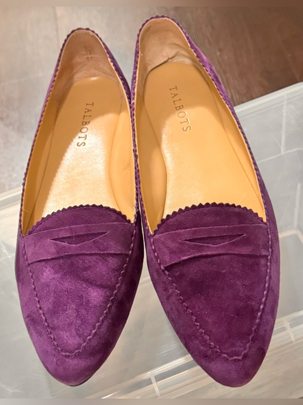 Talbots Scarlet Suede Pointed Toe Loafers 7.5